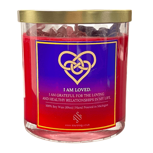 I Am Loved Crystal Manifestation Candle - Love Manifestation